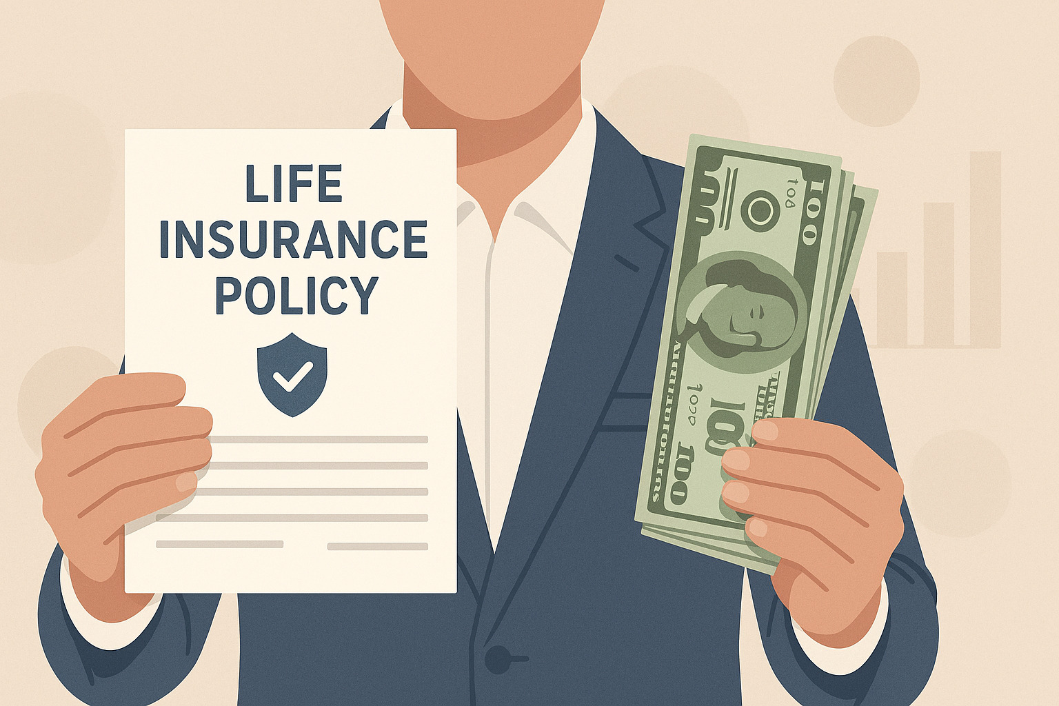 Loan against life insurance policy infographic showing benefits and risks